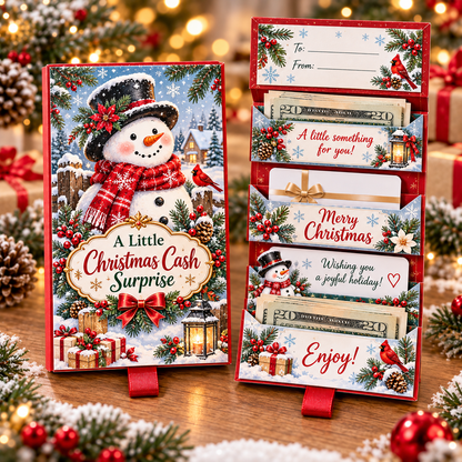 🎄 Christmas Cash Reveal Booklet – Pull-Tab Money & Gift Card Holder