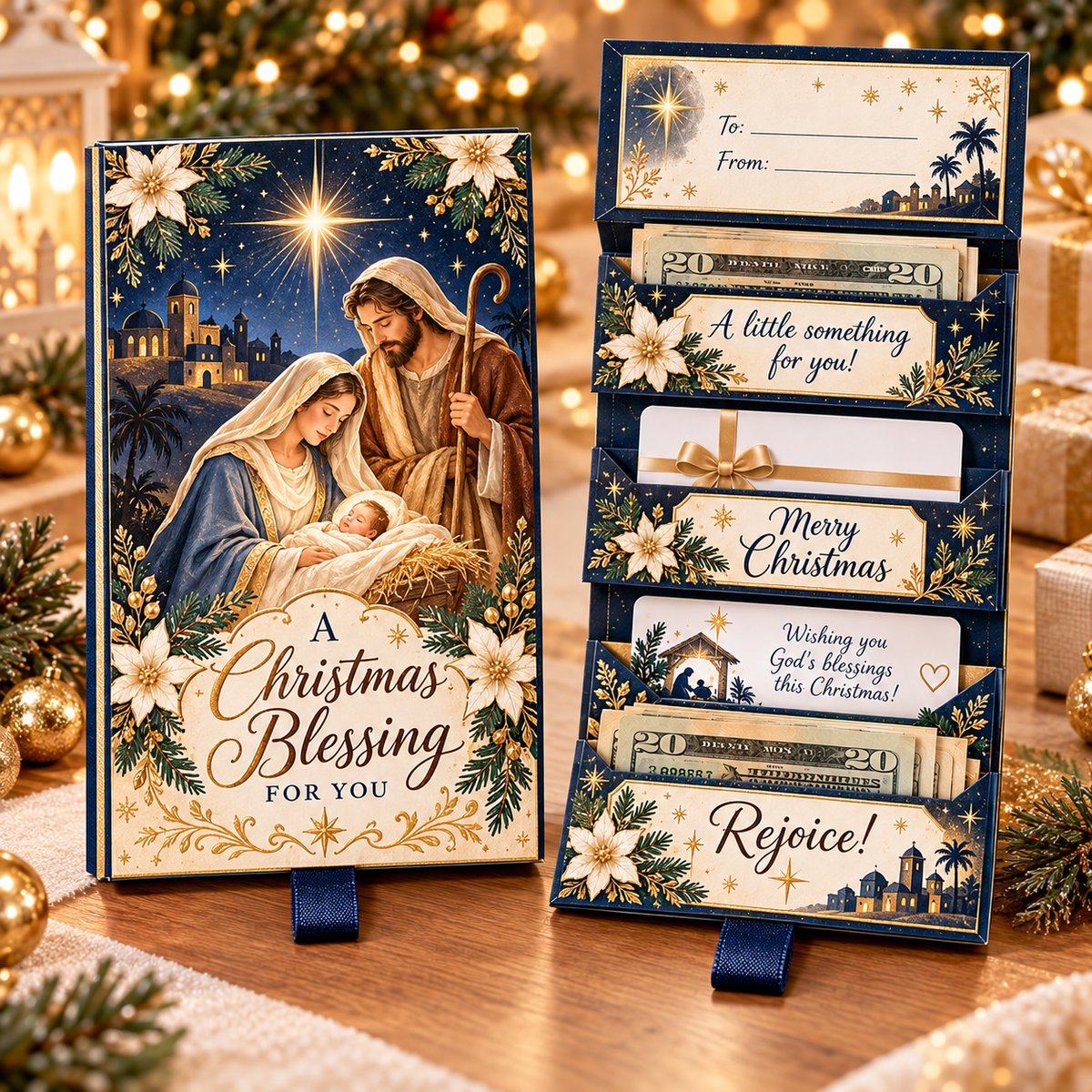 🎄 Christmas Cash Reveal Booklet – Pull-Tab Money & Gift Card Holder