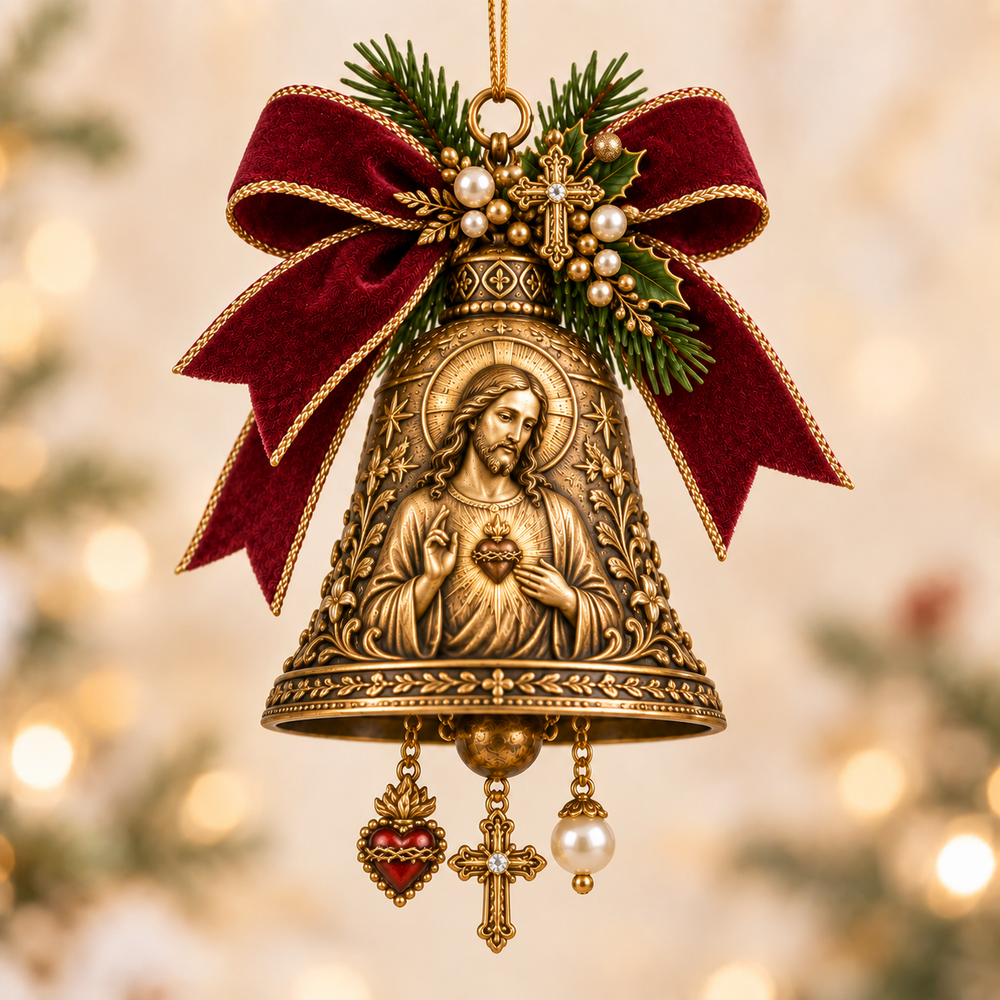 Sacred Heart of Jesus Christmas Bell Ornament