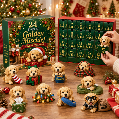 🎄 24 Days of Golden Mischief Advent Calendar – 24 Unique Golden Retriever Collectibles