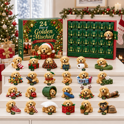 🎄 24 Days of Golden Mischief Advent Calendar – 24 Unique Golden Retriever Collectibles