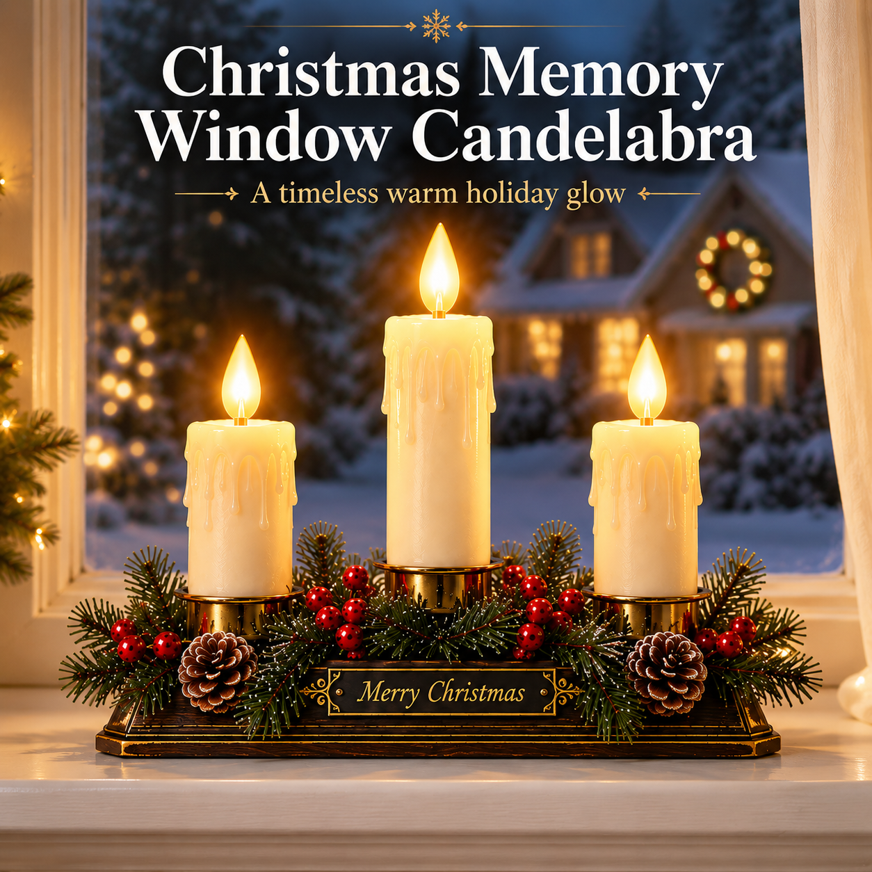Christmas Memory Window Candelabra