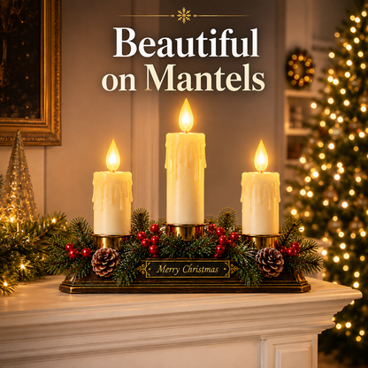 🕯️ Christmas Memory Window Candelabra – 3-Light LED Holiday Decor