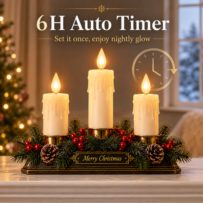 🕯️ Christmas Memory Window Candelabra – 3-Light LED Holiday Decor