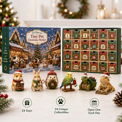 ⏰Limited Stock 50% OFF - 🎄 24 Days of Tiny Pet Christmas Market Advent Calendar – 24 Unique Small Pet Collectibles
