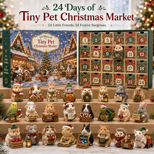 ⏰Limited Stock 50% OFF - 🎄 24 Days of Tiny Pet Christmas Market Advent Calendar – 24 Unique Small Pet Collectibles