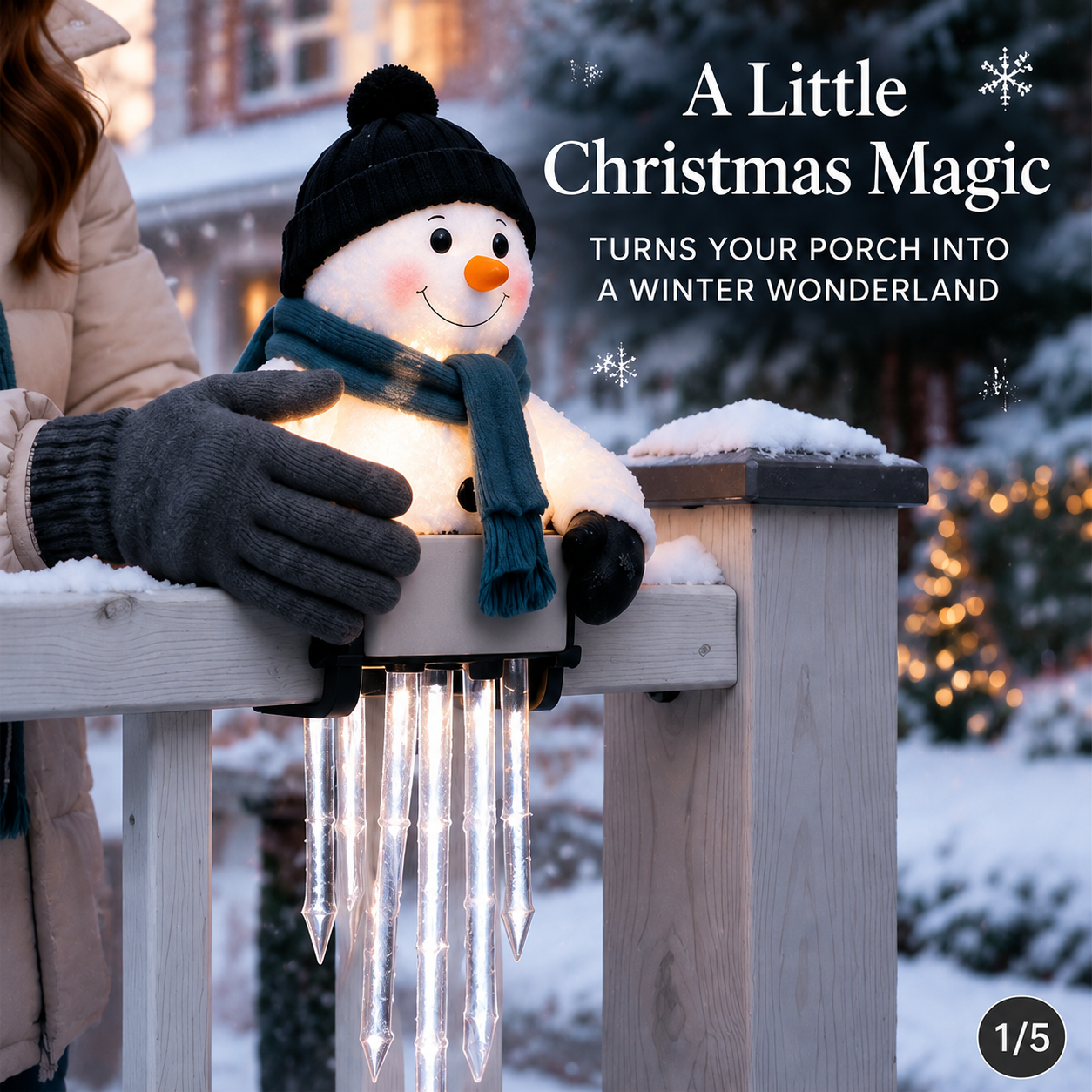 Installing WinterGlow Snowman on railing