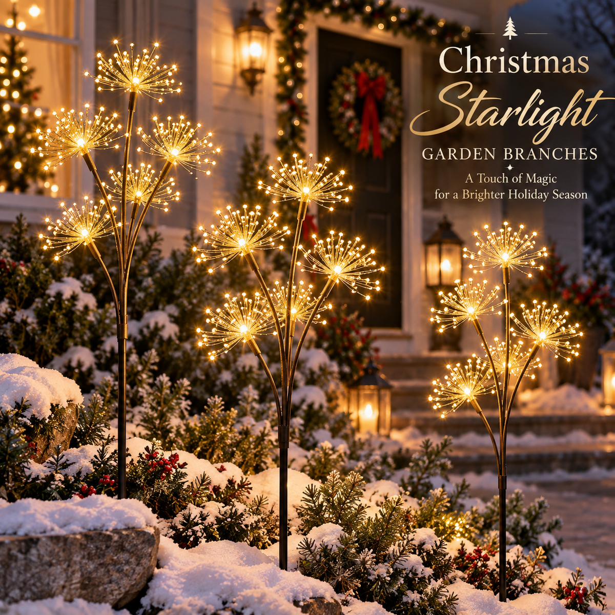 ✨ Solar Starlight Garden Branches – 3-Piece Warm White Outdoor Light Set