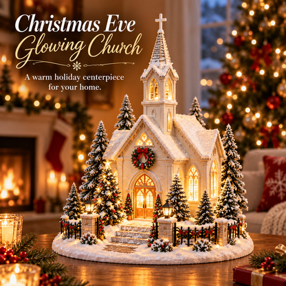 ⛪✨ Christmas Eve Glowing Church – Lighted Holiday Village Decor
