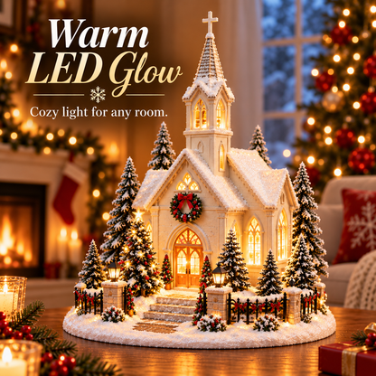 ⛪✨ Christmas Eve Glowing Church – Lighted Holiday Village Decor