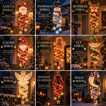 🎄 Christmas Magic Spiral™ Hanging LED Light Collection – 9 Festive Designs ✨