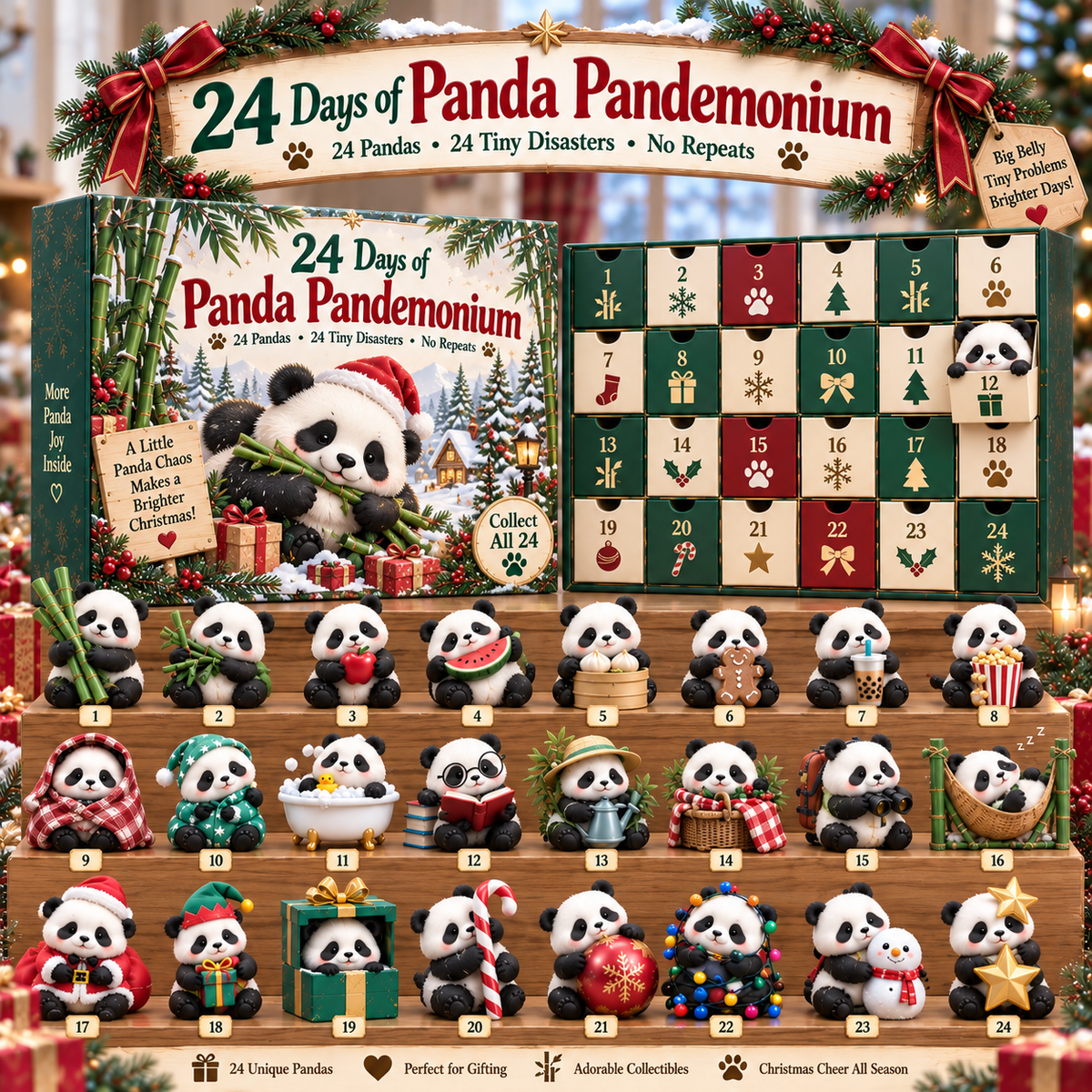 ⏰Limited Stock 50% OFF 🐼 24 Days of Panda Pandemonium™ | 24 Unique Holiday Panda Collectibles