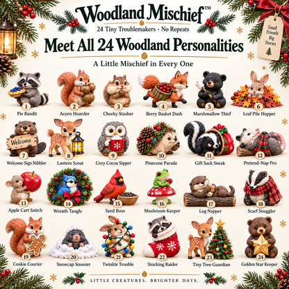 🌲 Woodland Mischief™ – 24 Tiny Troublemakers, 24 Unique Woodland Collectibles