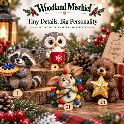 🌲 Woodland Mischief™ – 24 Tiny Troublemakers, 24 Unique Woodland Collectibles