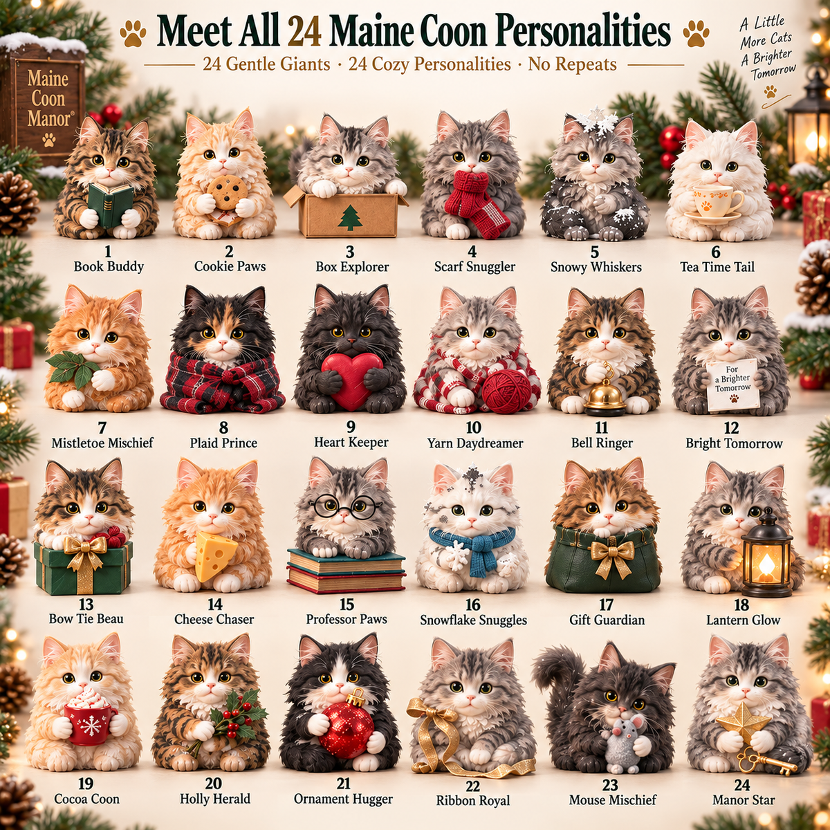 🐈 Maine Coon Manor™ – 24 Tiny Gentle Giants, 24 Unique Maine Coon Collectibles