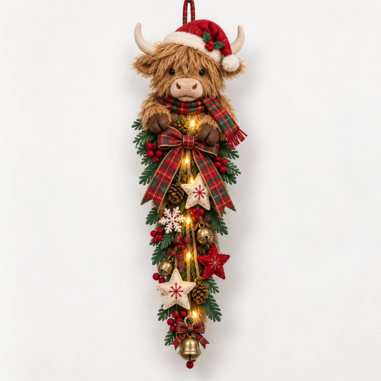 🐮🎄 MerryCascade™ Highland Cow Glowing Christmas Door Hanger