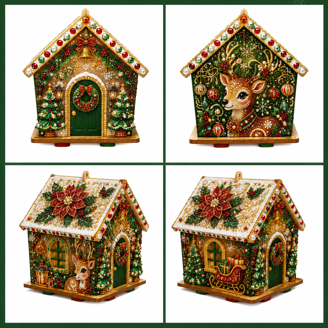 Reindeer Christmas Pearl Art House
