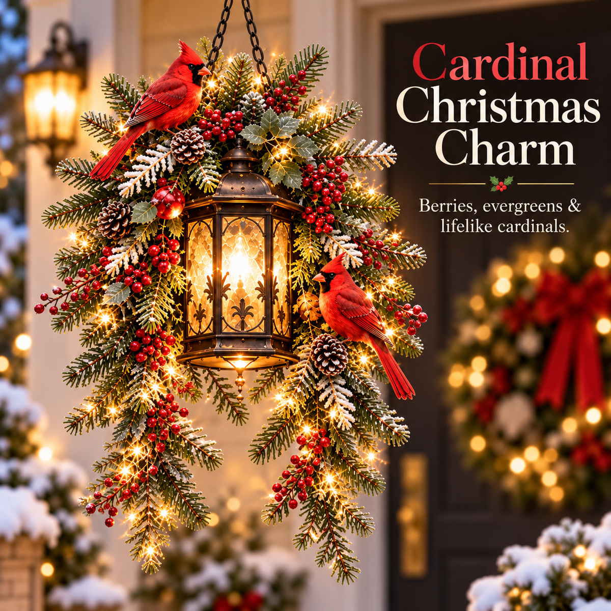 🔥 LAST DAY 50% OFF 🔥🎄 Christmas Porch Glow™ – Pre-Lit Holiday Lantern & Evergreen Decor | 3 Festive Styles