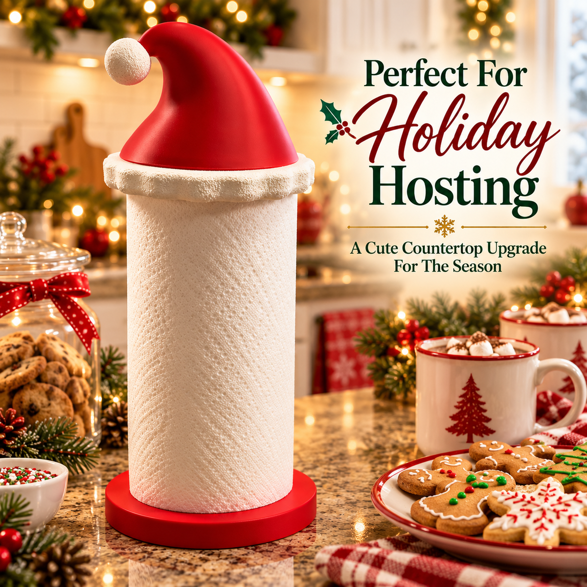50% OFF🎅🎄 Santa Hat Paper Towel Holder – Festive Christmas Kitchen Decor ！！！🎁