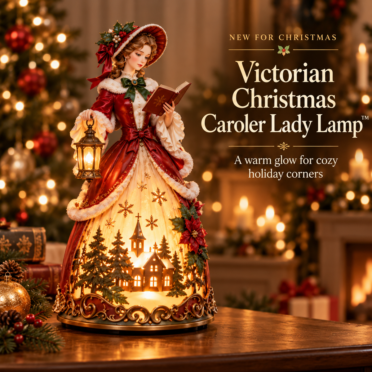 Victorian Christmas Caroler Lady Lamp