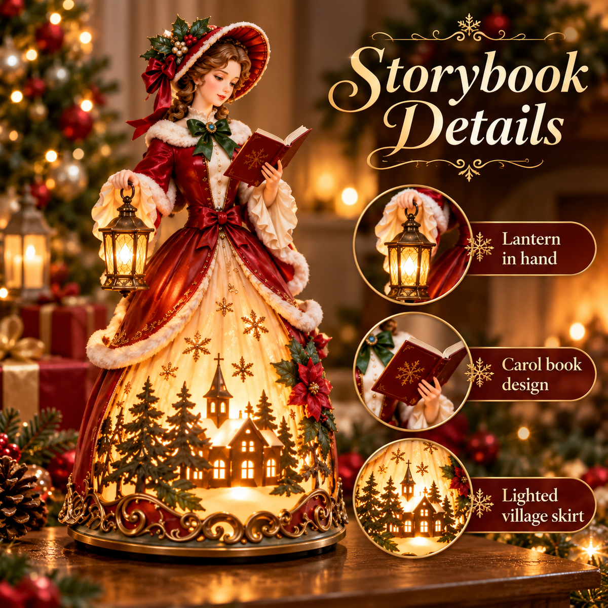 Victorian Christmas Caroler Lamp details