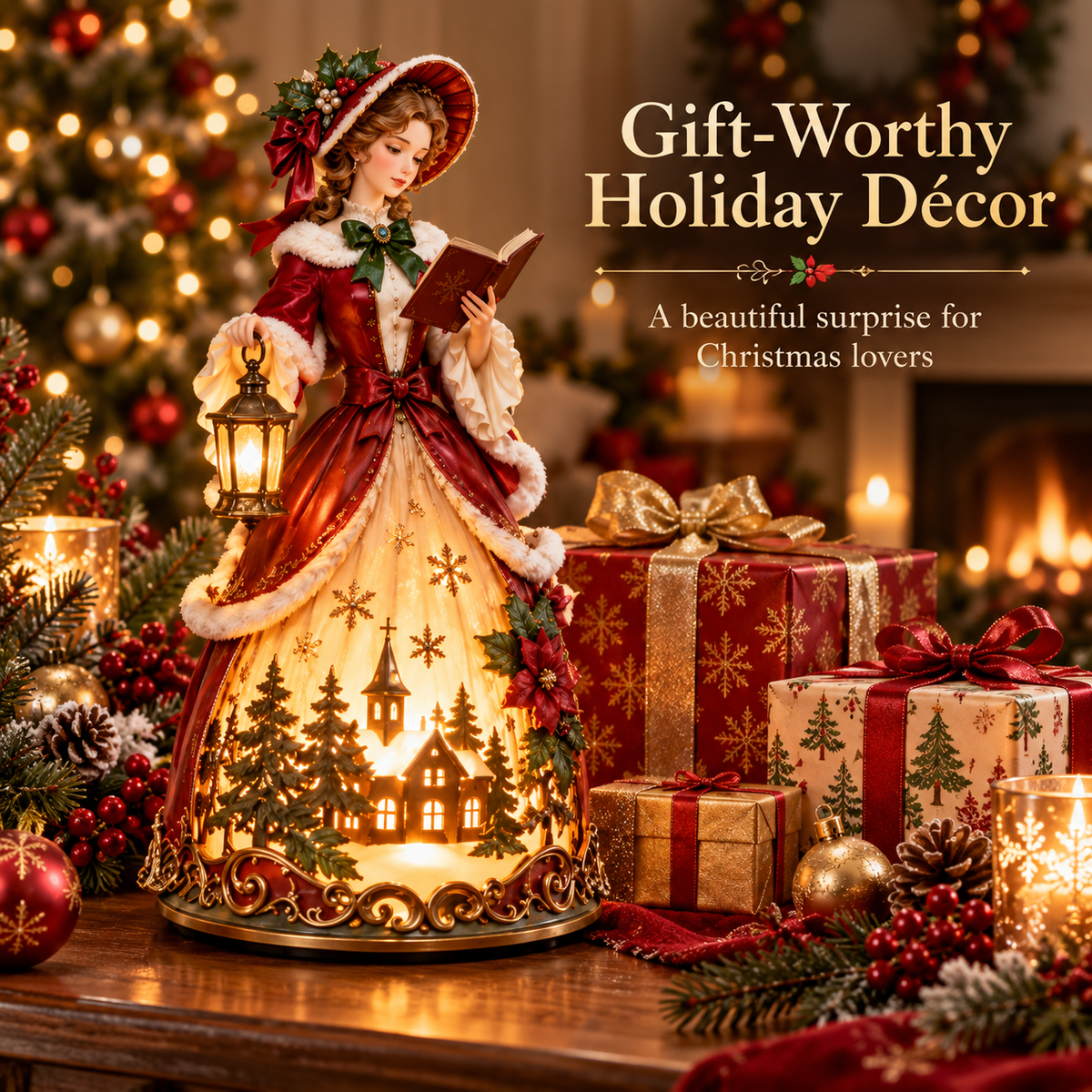 Victorian Christmas Caroler Lady Lamp holiday gift