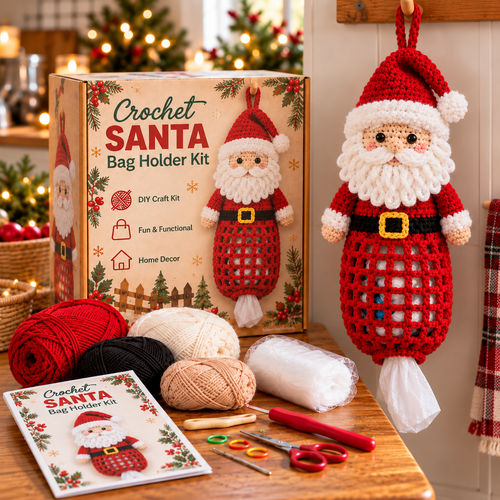 🎄 Merry Tidy Crochet™ – Christmas Bag Holder DIY Kit