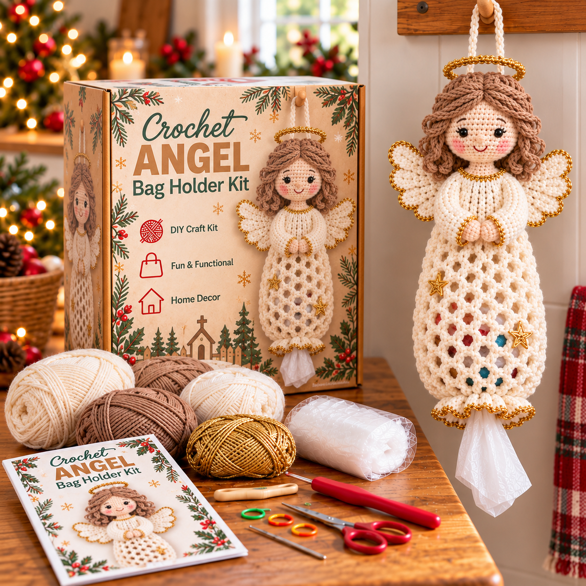 🎄 Merry Tidy Crochet™ – Christmas Bag Holder DIY Kit