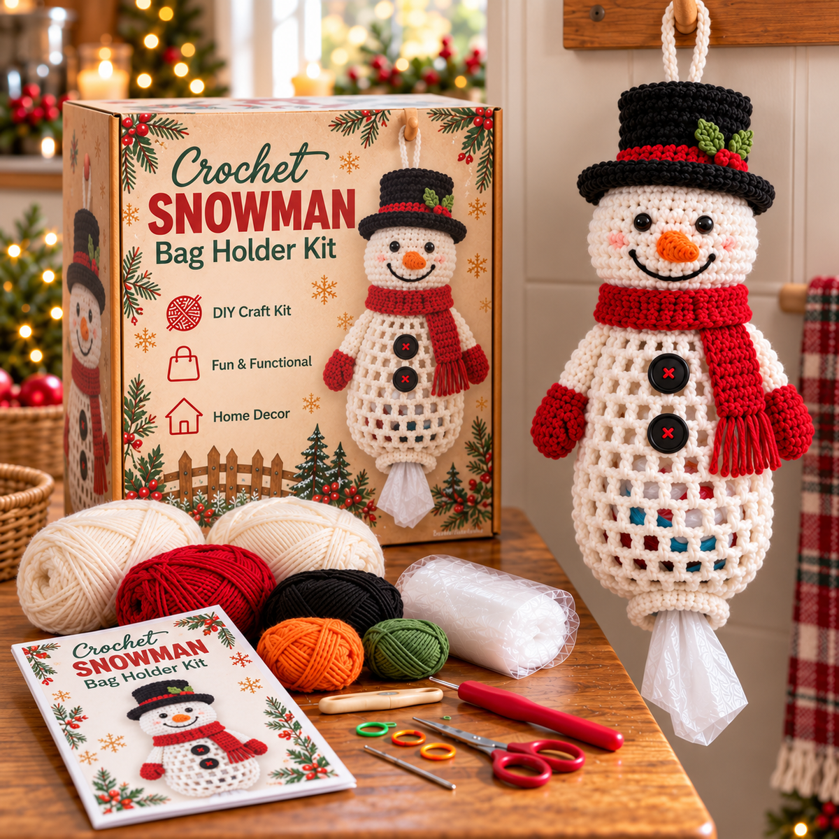 🎄 Merry Tidy Crochet™ – Christmas Bag Holder DIY Kit