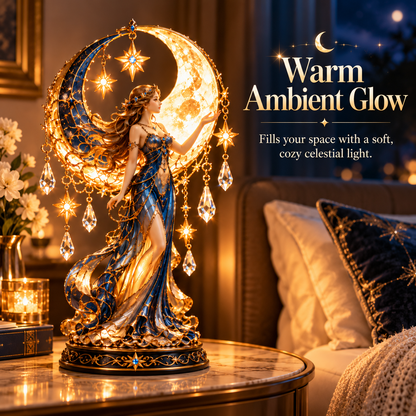 ✨ Moon Goddess Glow™ – Magical Crescent Moon & Crystal Table Lamp