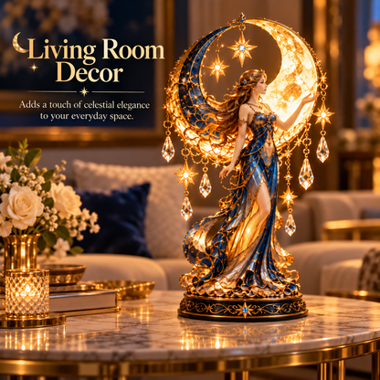 ✨ Moon Goddess Glow™ – Magical Crescent Moon & Crystal Table Lamp