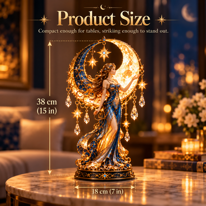 ✨ Moon Goddess Glow™ – Magical Crescent Moon & Crystal Table Lamp
