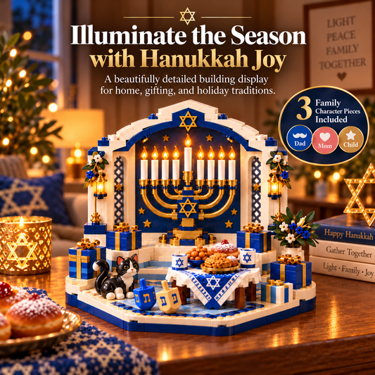 🕎✨ Last Day 50% OFF 🔥 Hanukkah Family Light Building Block Display Set