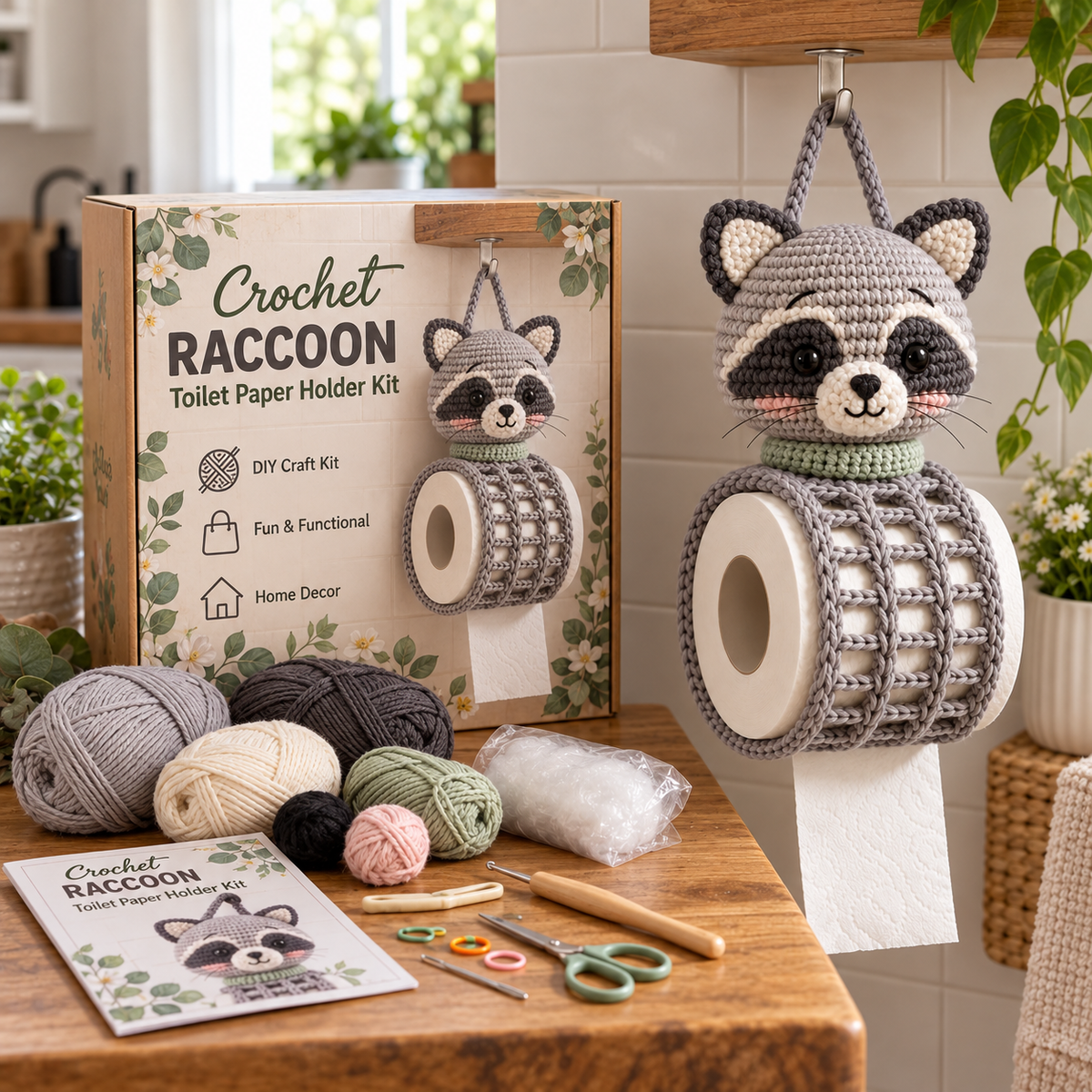 🧶 Cozy Critter Creations™ – Adorable Animal Crochet Toilet Paper Holder DIY Kits