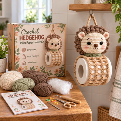 🧶 Cozy Critter Creations™ – Adorable Animal Crochet Toilet Paper Holder DIY Kits