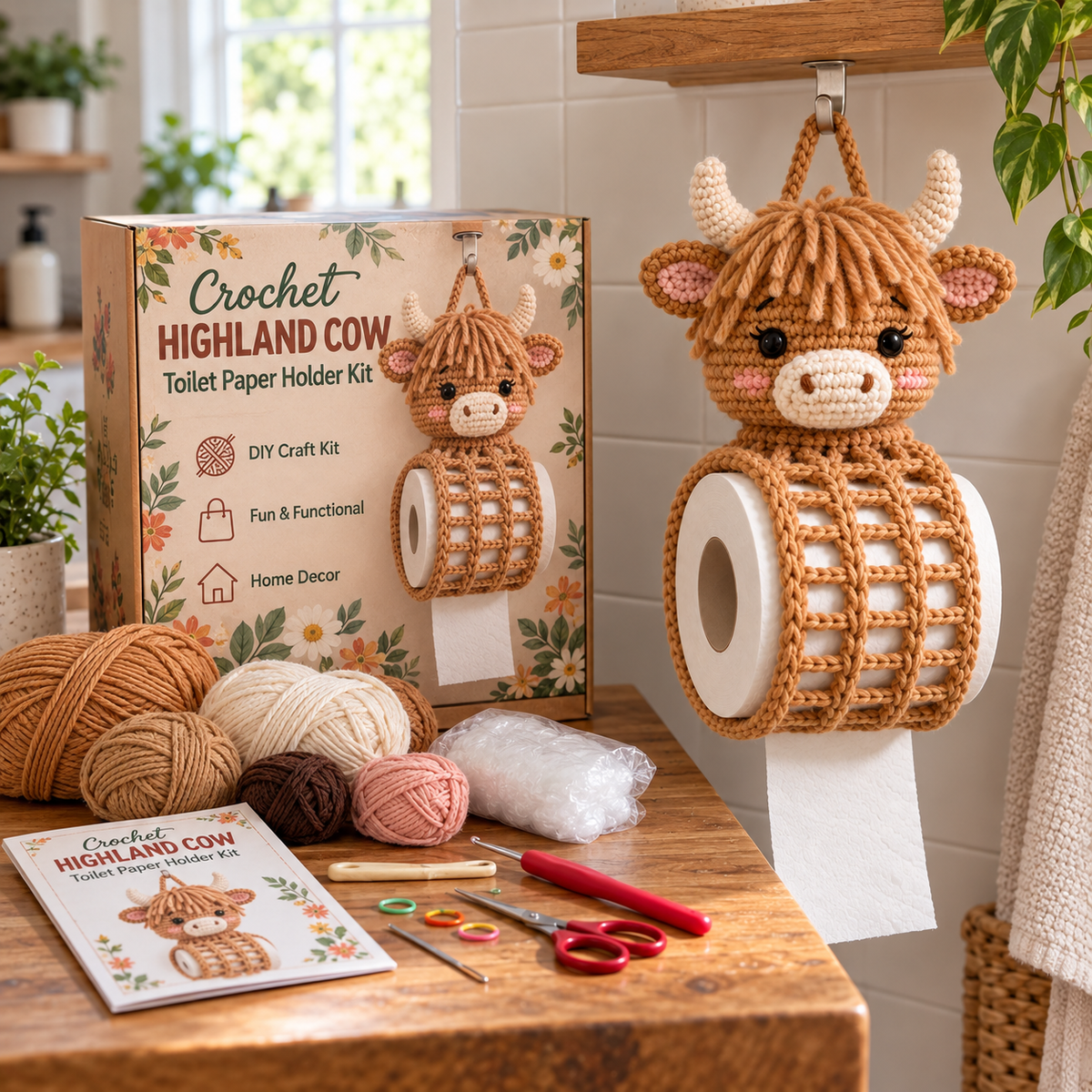 🧶 Cozy Critter Creations™ – Adorable Animal Crochet Toilet Paper Holder DIY Kits