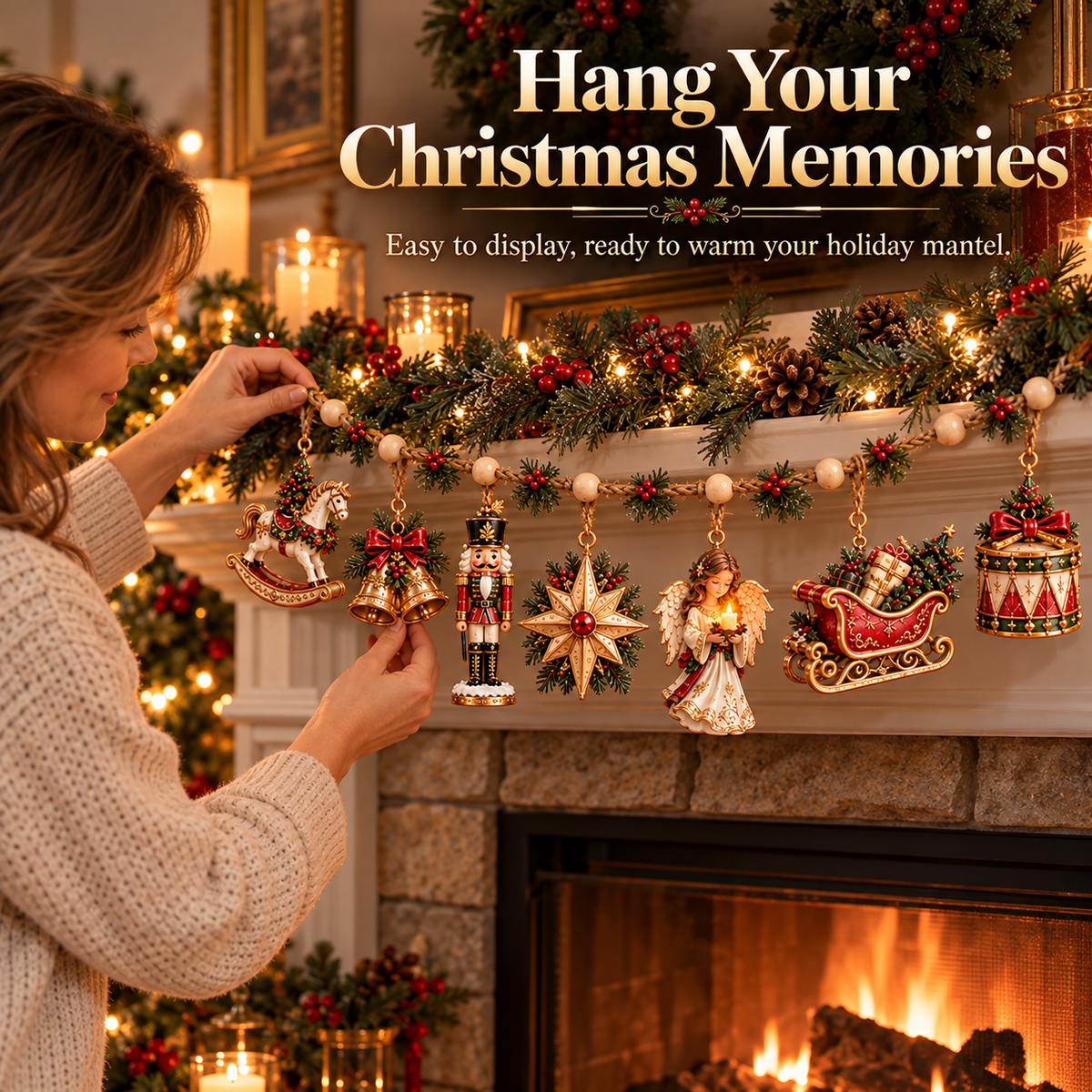Seven Christmas ornaments displayed as individual 3D keepsakes