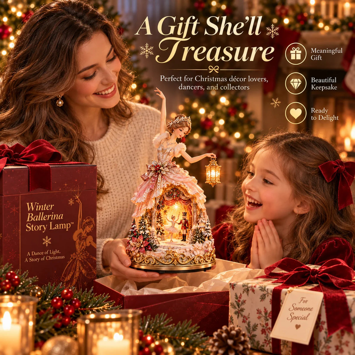 🔥LAST DAY 49% OFF 🩰  Winter Ballerina Story Lamp™ – Lighted Nutcracker Christmas Tabletop Decor