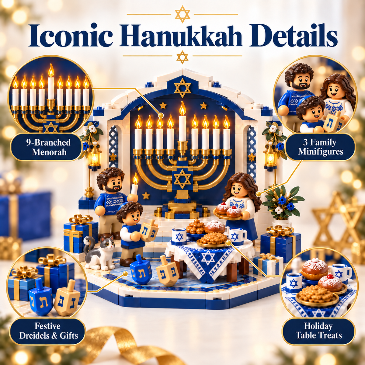 🕎✨ Last Day 50% OFF 🔥 Hanukkah Family Light Building Block Display Set