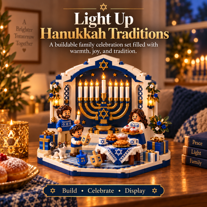 🕎✨ Last Day 50% OFF 🔥 Hanukkah Family Light Building Block Display Set
