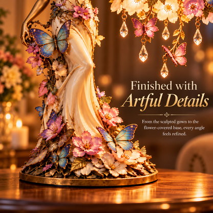 🦋 Butterfly Lady Accent Lamp – Elegant Floral Goddess Light with Crystal Drops