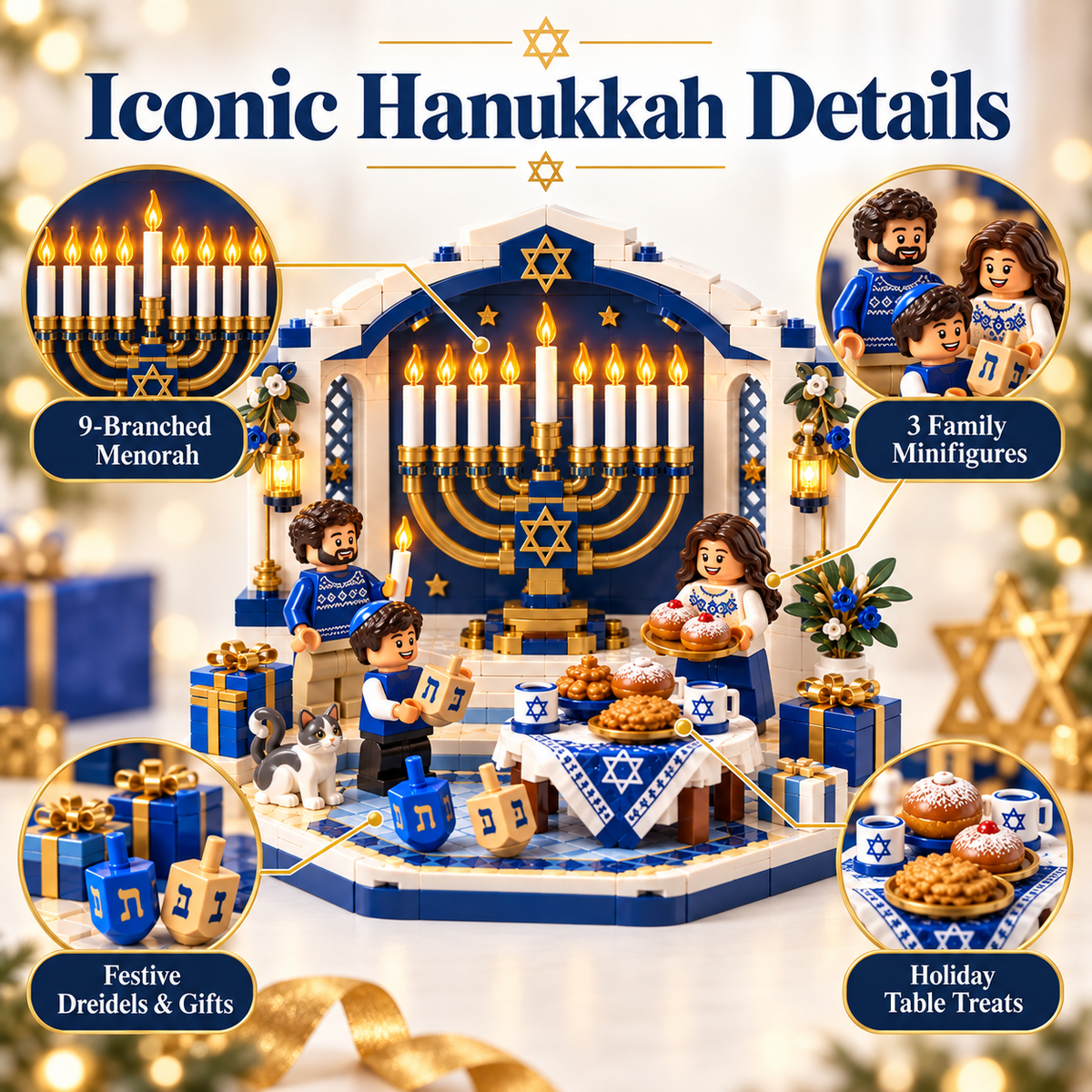 🕎✨ Last Day 50% OFF ⏰ Hanukkah Family Light Building Block Display Set