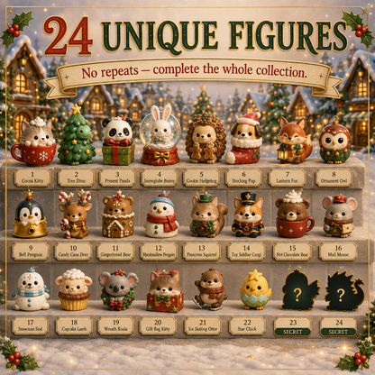 🎄 2026 NEW! Christmas Village Advent Calendar – 24 Collectible Figures Including 2 Mystery Characters ✨