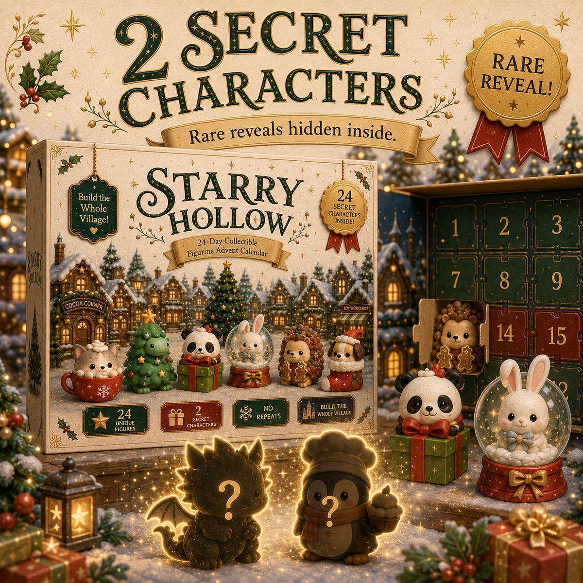 Two secret characters hidden in the Hollymere Village advent calendar
