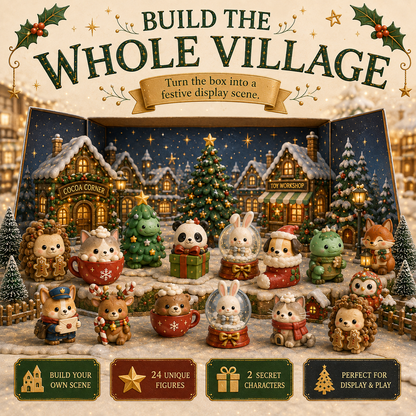 🎄 2026 NEW! Christmas Village Advent Calendar – 24 Collectible Figures Including 2 Mystery Characters ✨
