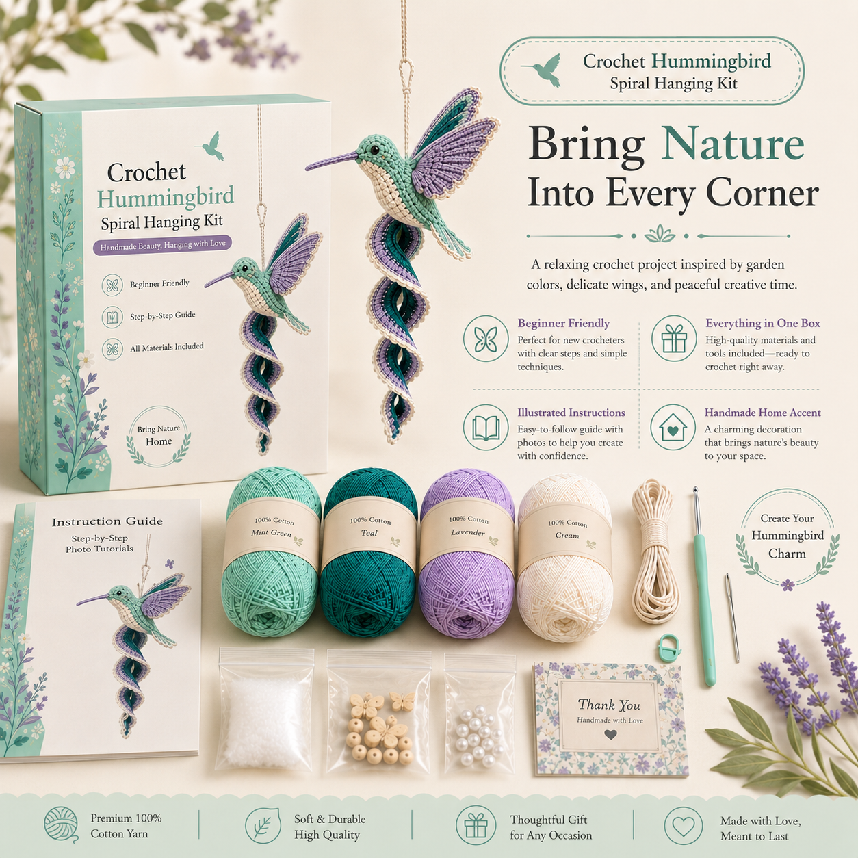 🔥Buy 3 Get 1 Free🎁Crochet Spiral Hanging Kit – Beginner-Friendly DIY Garden Animal Decor 🧶🌿