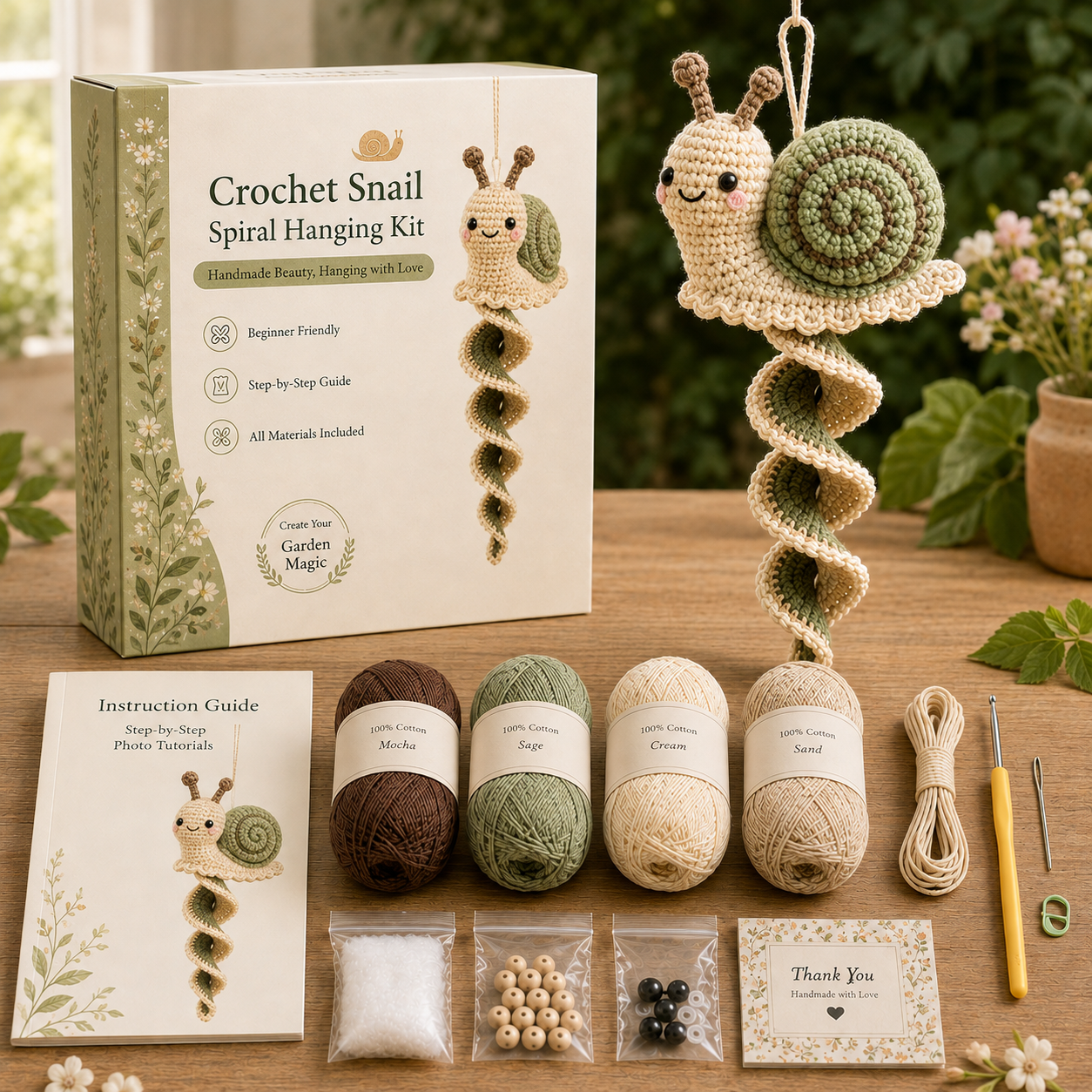 🔥Buy 3 Get 1 Free🎁Crochet Spiral Hanging Kit – Beginner-Friendly DIY Garden Animal Decor 🧶🌿