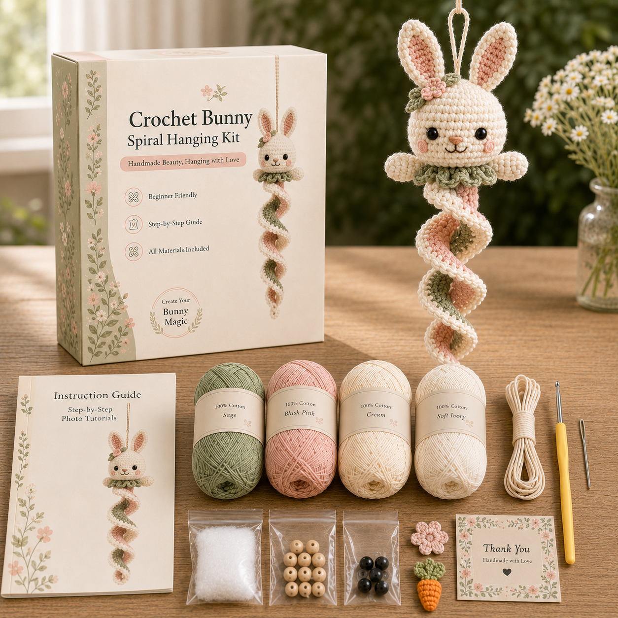 🔥Buy 3 Get 1 Free🎁Crochet Spiral Hanging Kit – Beginner-Friendly DIY Garden Animal Decor 🧶🌿