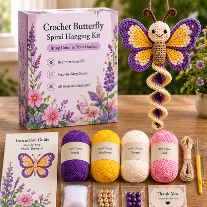 🔥Buy 3 Get 1 Free🎁Crochet Spiral Hanging Kit – Beginner-Friendly DIY Garden Animal Decor 🧶🌿