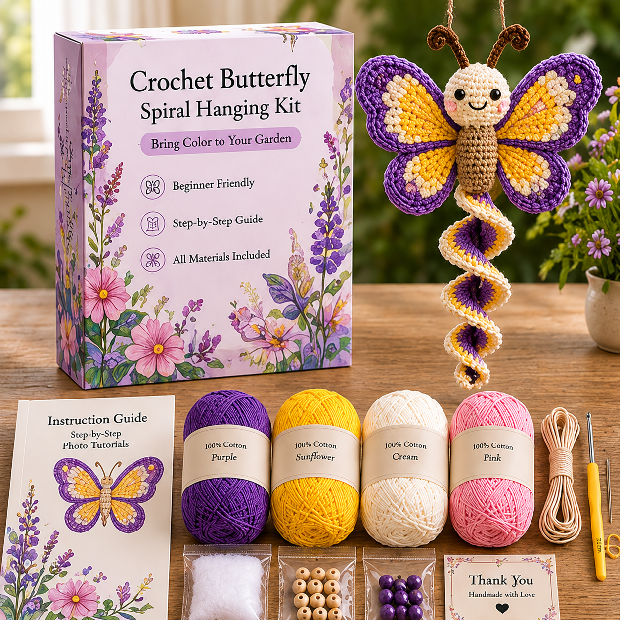 🧶 DIY Crochet Garden Friends Spiral Hanging Kit 🌿